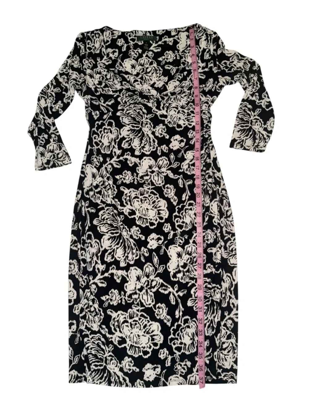Lauren Ralph Lauren Faux Wrap Floral Midi Shift Dress Sz 4 Original $134 - Picture 3 of 7